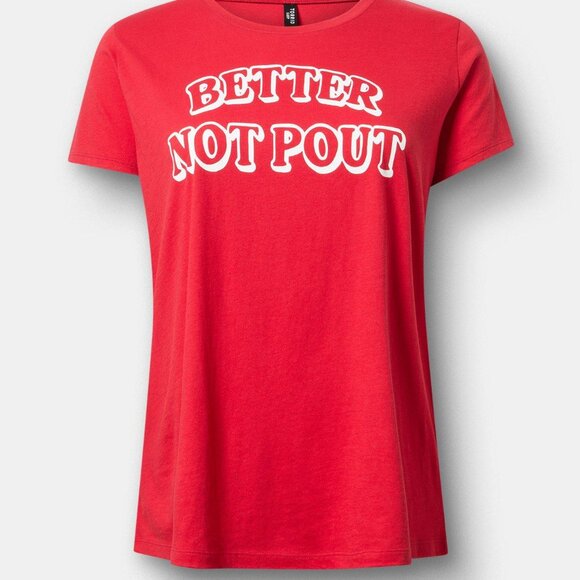 Torrid T-Shirt 1X Red "Better Not Pout" Cotton Jersey Holiday Relaxed Fit 14-16 - Picture 4 of 4